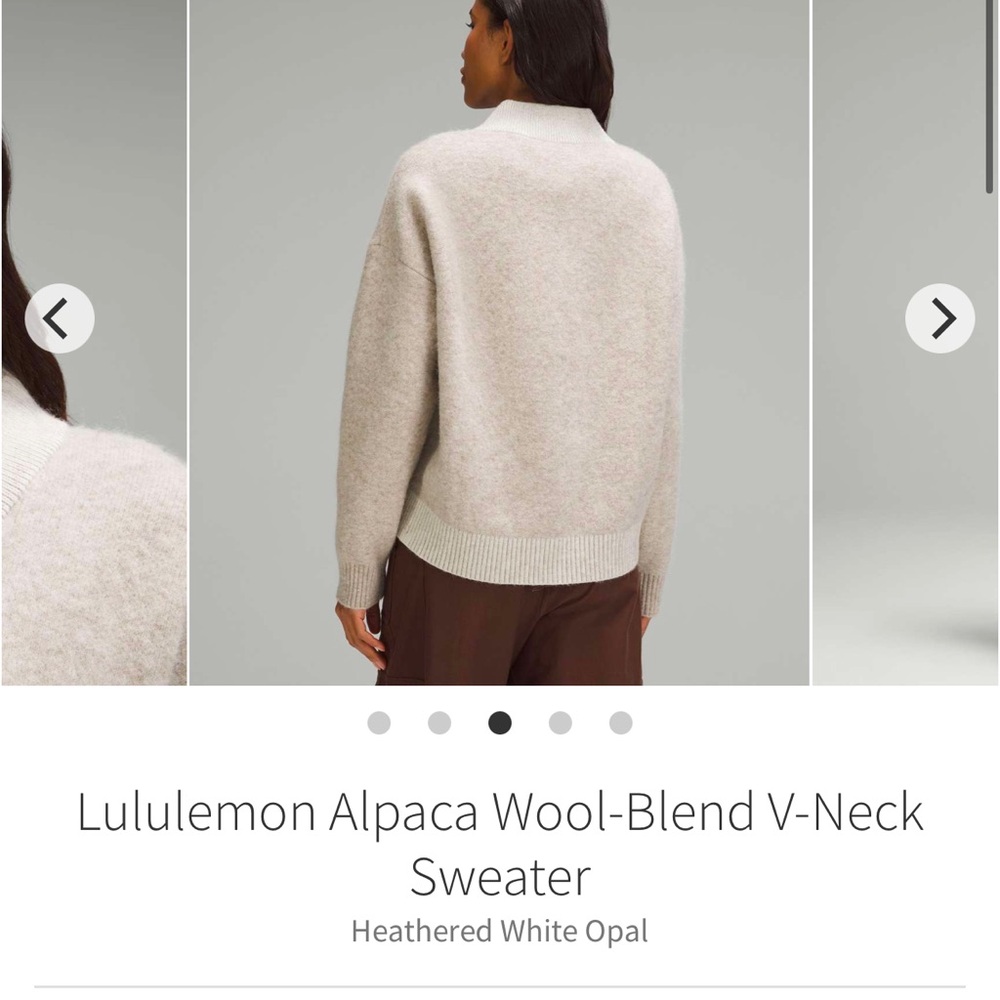 Lululemon Alpaca Wool-Blend V-Neck Sweater Heathered White Opal NWT size XS